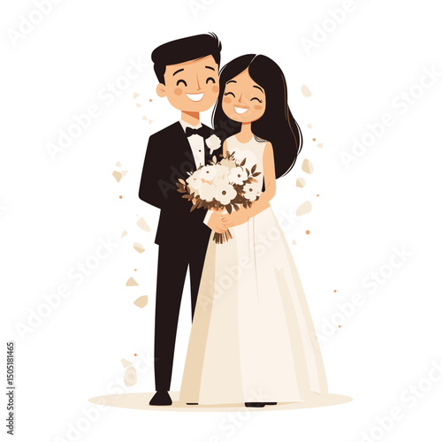 Happy couple wedding illustration