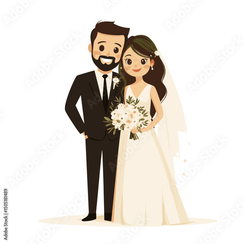 Happy couple wedding illustration
