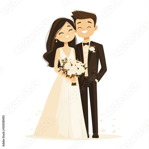 Happy couple wedding illustration