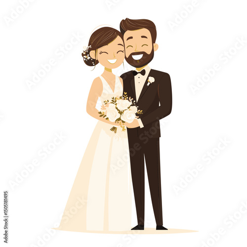 Happy couple wedding illustration