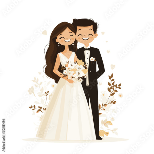 Happy couple wedding illustration