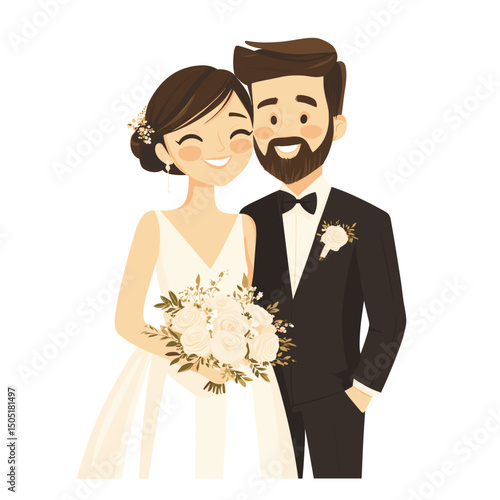 Happy couple wedding illustration
