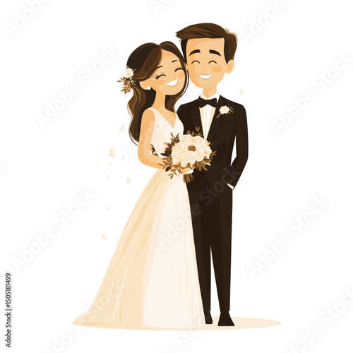 Happy couple wedding illustration