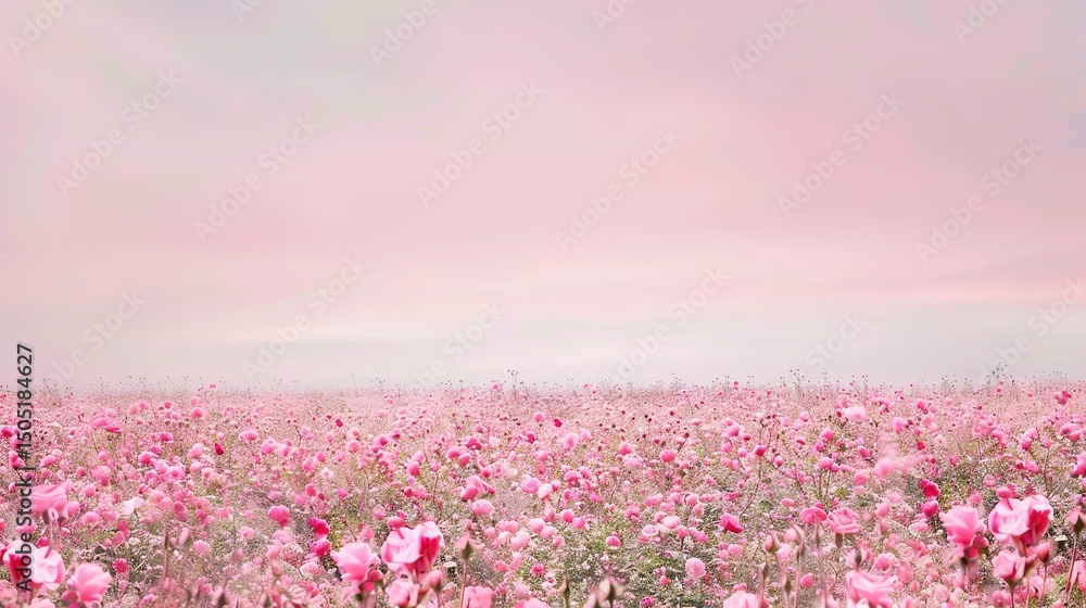 Obraz premium Rose Festival Flower Field Background: A Brocade of Fragrance Spreads across the Wilderness, Painting a Gorgeous Scroll of Thousands of Magnificent Roses Shining with Universal Romance