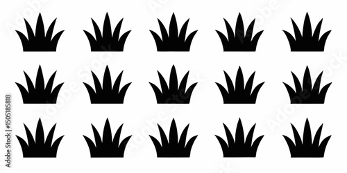 Lawn grass icon set black yellow cyan magenta