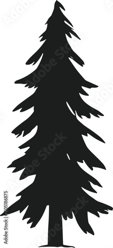 Pine Tree Silhouette Vector – Evergreen Forest Tree Illustration for Nature and Outdoor Designs