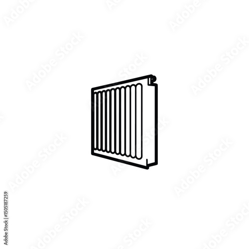Silhouette of a radiator, square icon on white background