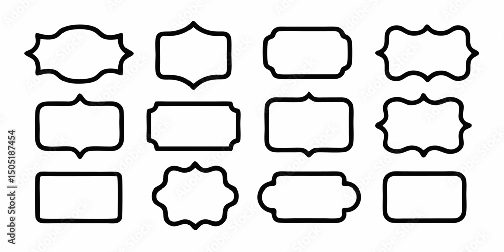 Obraz premium Wavy edge rectangle frames design set