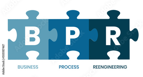 BPR - Business Process Reengineering acronym. business concept background. vector illustration concept with keywords and icons. lettering illustration with icons for web banner, flyer, landing page