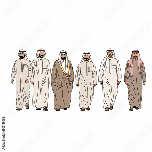 Men in arabian traditional clothing middle east