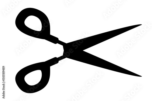 Simple silhouette of open scissors. Scissors logo icon. Scissors silhouette logo icon. Stock vector illustration isolated on white background.