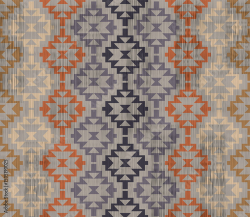 Navajo pattern.Square shape on grey background.Geometric shape.Diagonal pattern.Zigzag pattern.Seamless.Triangle shape.DIgital design.Illustration.Line.Design for clothes.Carpet.Printing. Knitting