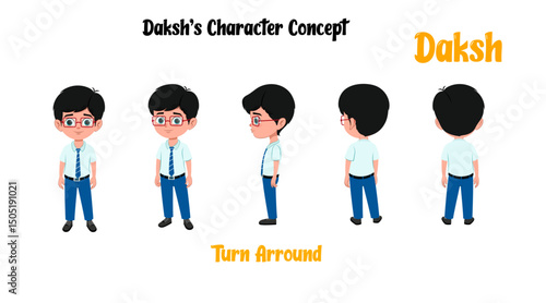 School boy character model sheet | Boy turnaround model sheet