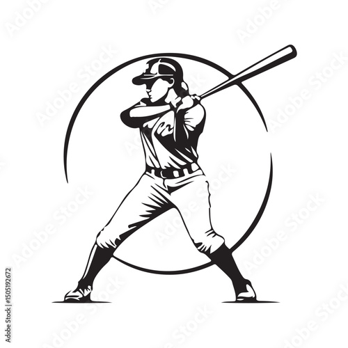 Vector illustration of various baseball sports activities, showing a player hitting the ball dynamically isolated on white background.