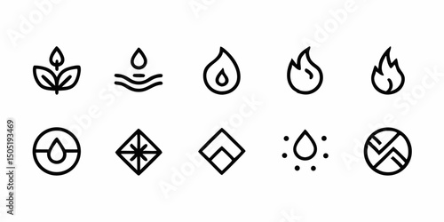 Line art four elements icon logo design