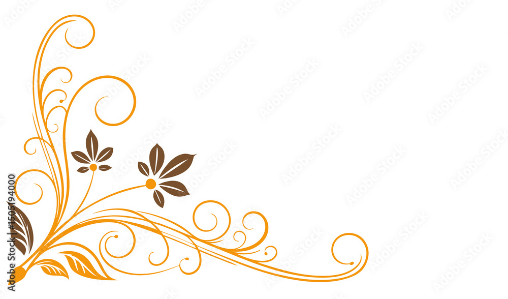 Elegant Decorative Border with Floral and Swirl Motifs on white transparent Background Elegant Decorative Border with Floral and Swirl Motifs on white transparent Background