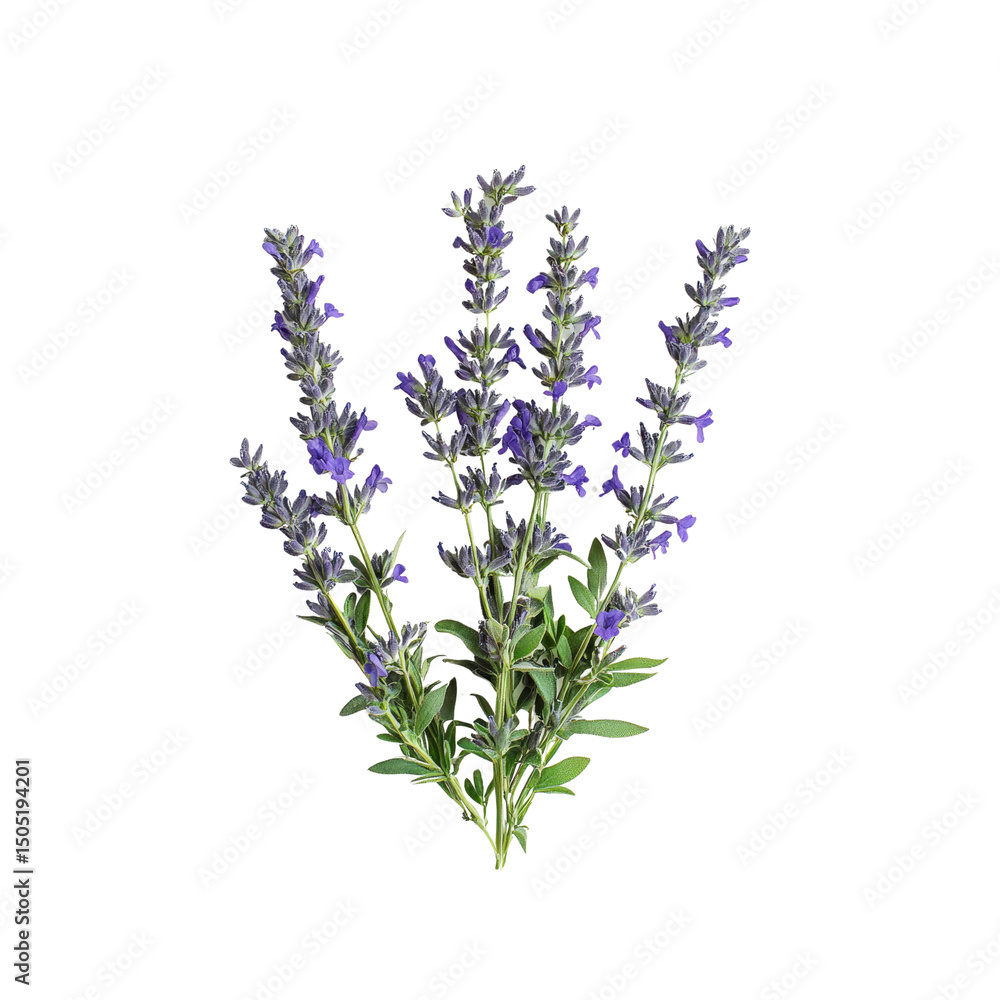 Obraz premium Bouquet of Fresh Lavender Flowers Isolated on Transparent Background