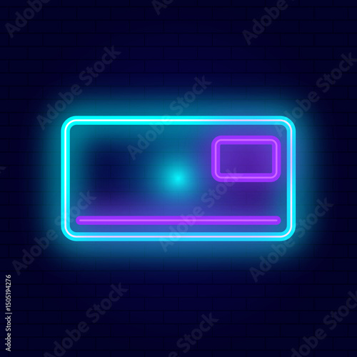 Glowing neon bank card vector illustration