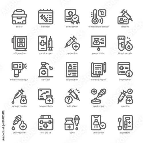 Vaccine Tracker Icon pack for your website, mobile, presentation, and logo design. Vaccine Tracker Icon outline design. Vector graphics illustration and editable stroke.