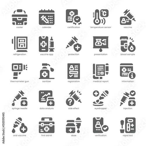 Vaccine Tracker Icon pack for your website, mobile, presentation, and logo design. Vaccine Tracker Icon solid design. Vector graphics illustration and editable stroke.