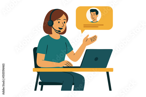 business woman working on laptop, People, conversation, communication, online, remote for customer service consulting, virtual assistant work, digital business communication, online troubleshooting,