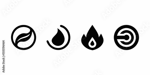 Line art four elements icon logo design
