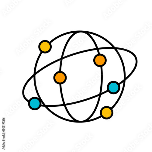 Abstract Orbiting Particles Globe Icon