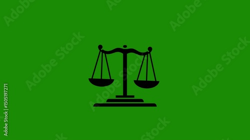 Weight Scale Icons, animation icon. Scales of justice, fairness, equality and symbolizing. Green background,