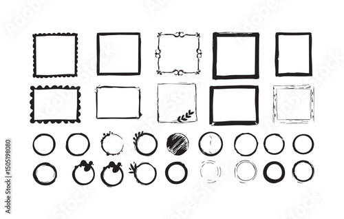 Hand-Drawn Doodle Frames and Circles  A Collection of Decorative Borders and Shapes for Design Projects, Scrapbooking, and Artistic Creations