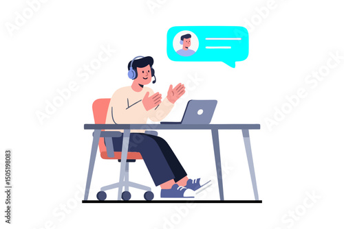 People, technology, digital, online, device for virtual assistant support, online customer service consulting, digital business communication, remote troubleshooting, helpdesk operator