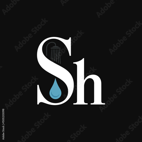 Elegant Shower-Themed Initials Logo with Drop and Modern Design