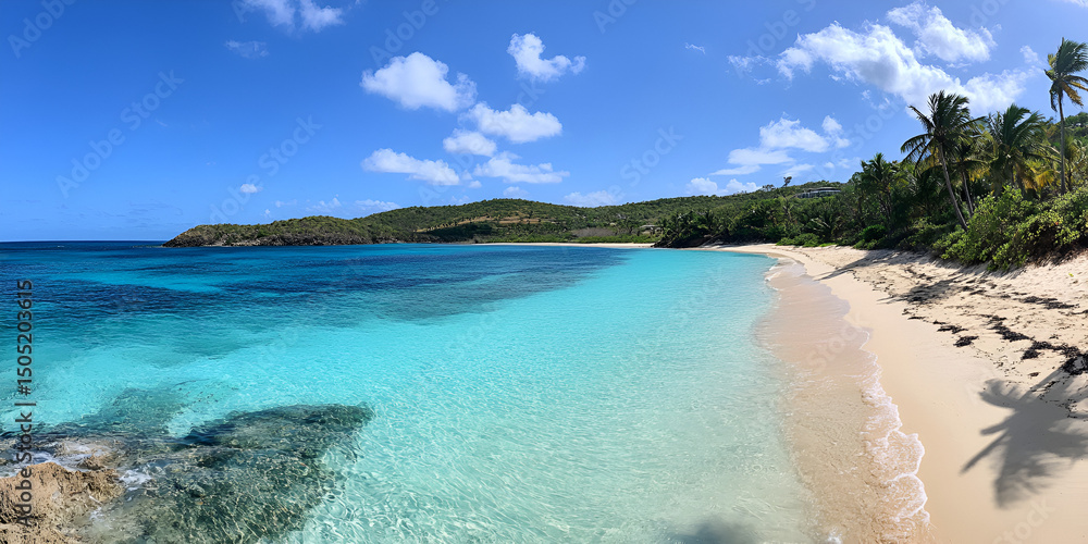 Obraz premium Tropical Beach with Crystal Clear Turquoise Water and White Sand