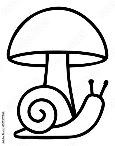 A Snail's Cozy Shelter: Underneath the Mushroom's Gentle Umbrella