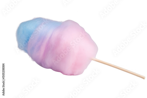 Fluffy Pastel Cotton Candy on Stick Transparent Background