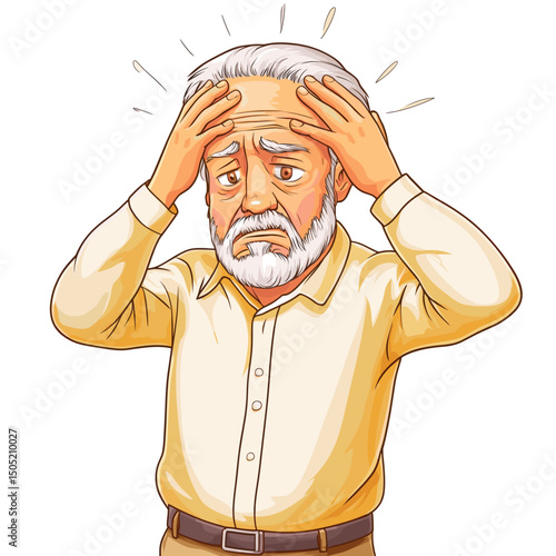 Frustrated senior man holding his head in anguish