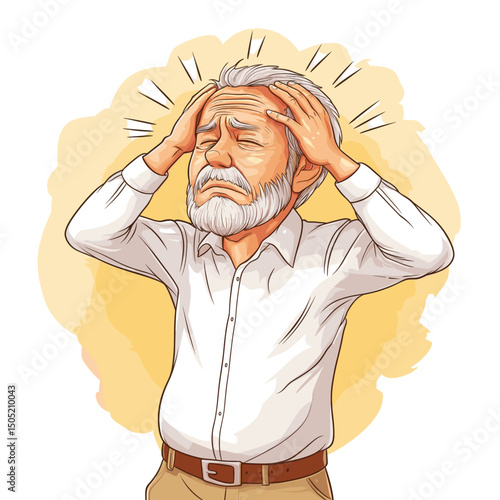 Frustrated senior man holding his head in anguish