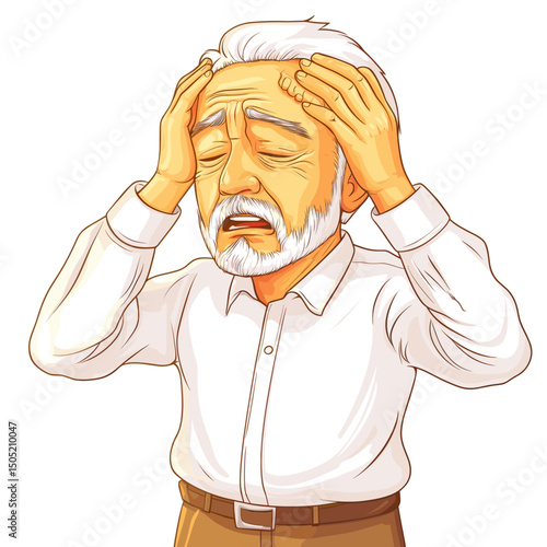 Frustrated senior man holding his head in anguish