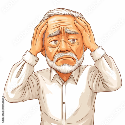 Frustrated senior man holding his head in anguish