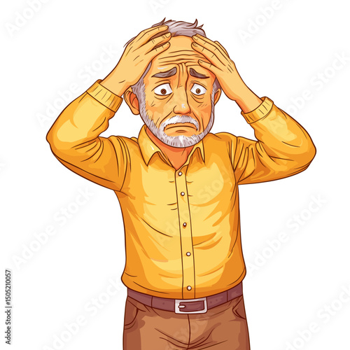 Frustrated senior man holding his head in anguish