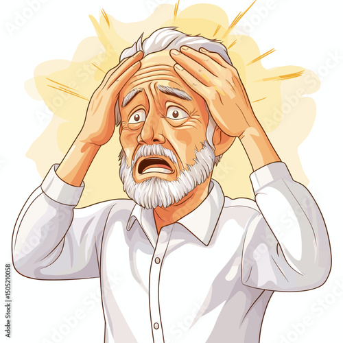 Frustrated senior man holding his head in anguish