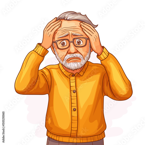 Frustrated senior man holding his head in anguish
