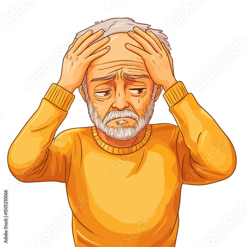 Frustrated senior man holding his head in anguish