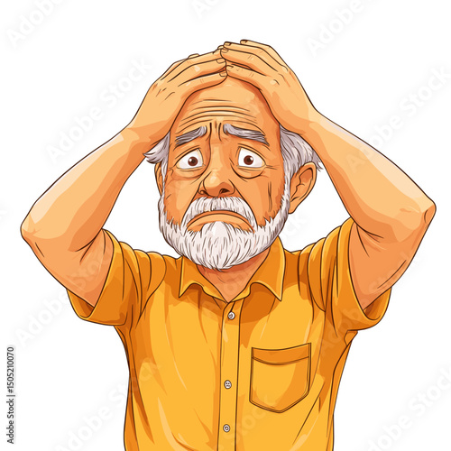 Frustrated senior man holding his head in anguish