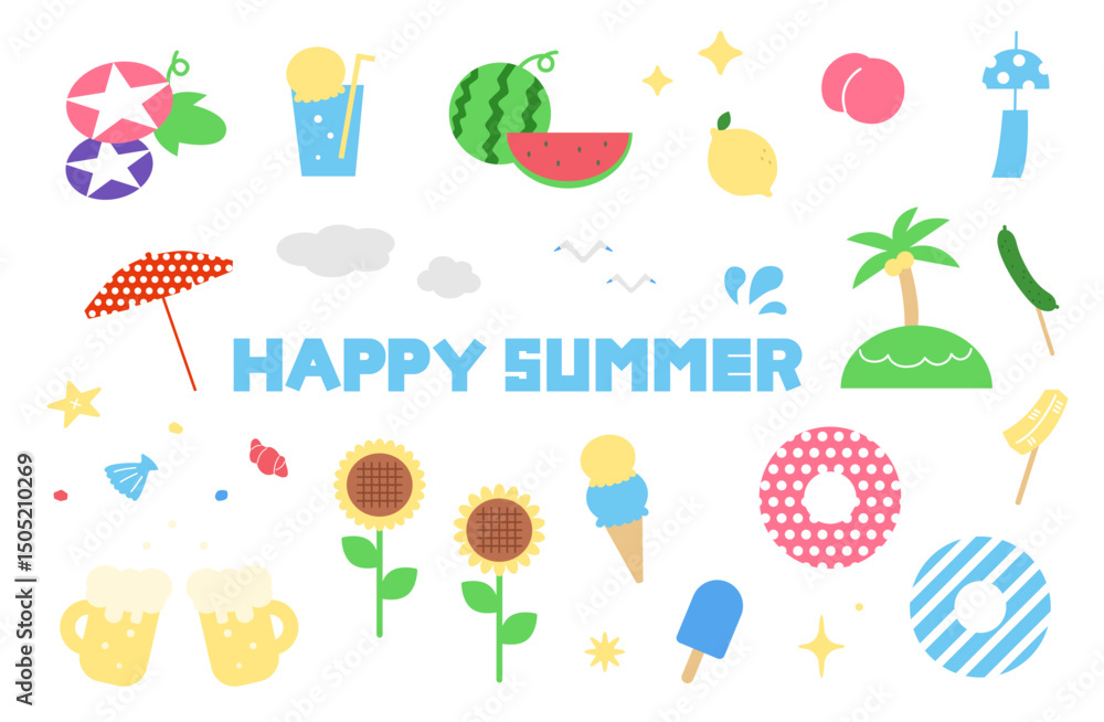 夏のイラスト素材セット 夏のイラスト素材セット
