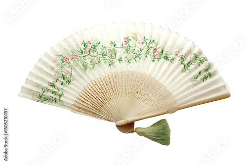 Summer Folding Hand Fan Isolated Transparent Background