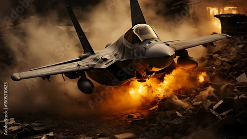 War zone, fighter plane crash