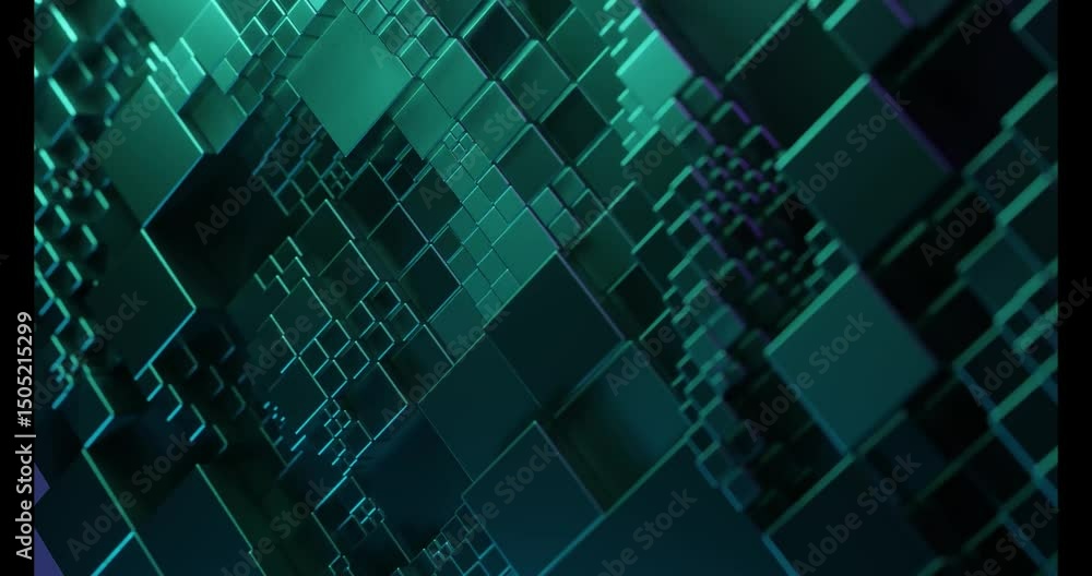 Abstract Teal Cube Array Tech Background Abstract Teal Cube Array Tech Background