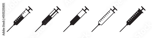 Syringe icon. Injection icons set.
