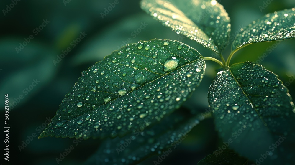 Dew-kissed leaves in the sunlight Dew-kissed leaves in the sunlight