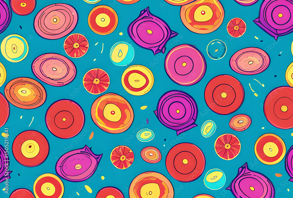 Fototapeta premium Colorful abstract background Multicolored spirals Pop Art Geometric effect and muted colors. Digital artwork modern twisted design, blending optical illusion and polygonal.generative ai